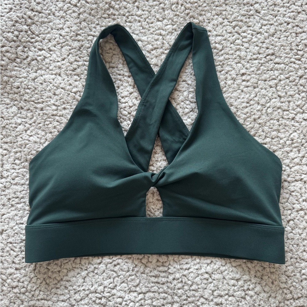 Fabletics Dark Green Cross-Back Sports Bra